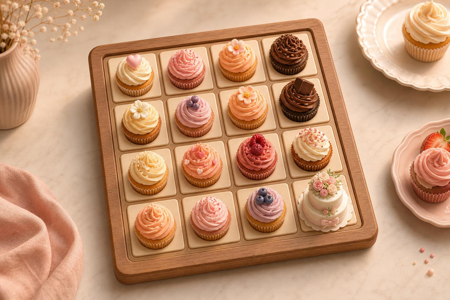 2048 Cupcakes preview board with cupcake tiles